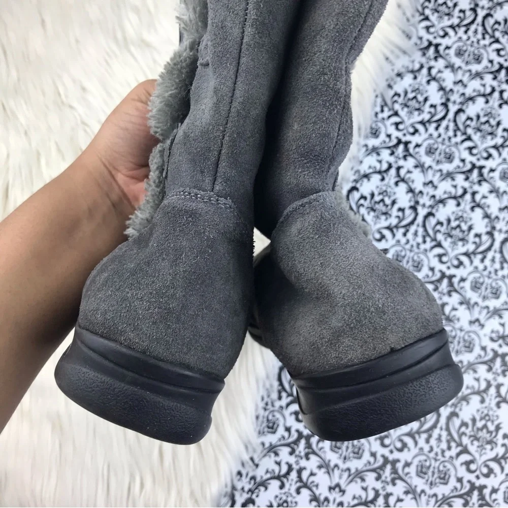 White Mountain : size : 9 : gray and black faux fur trim snow fall winter boots